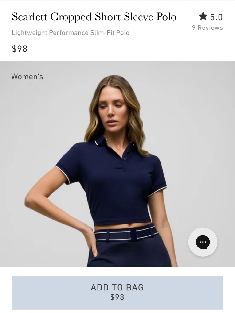 Greyson Scarlett Cropped Short Sleeve Polo - Navy with White Trim